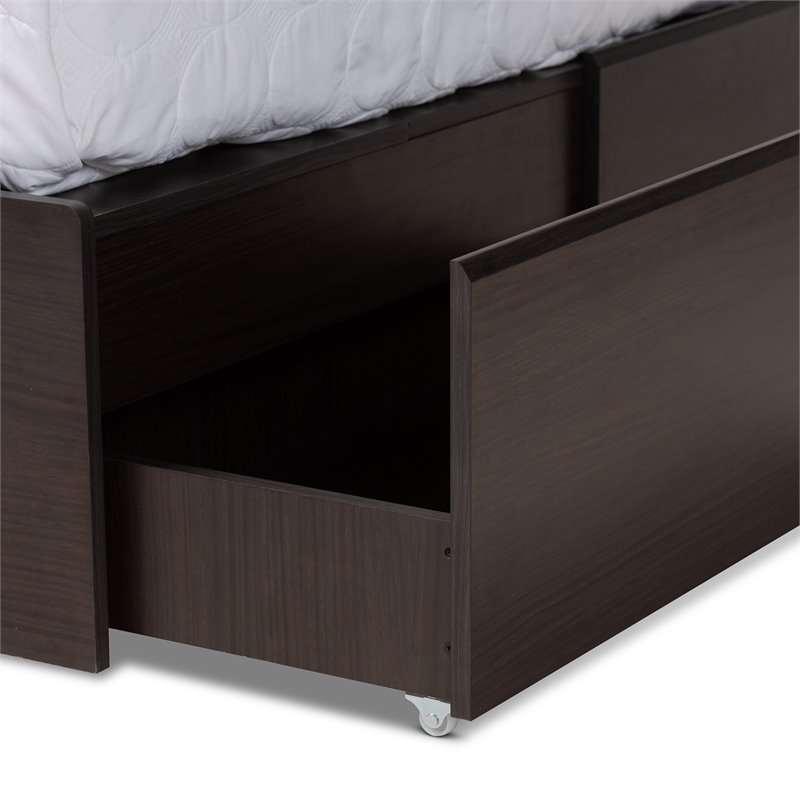 Bowery Hill Modern 6-Drawer Wood Queen Size Platform Storage Bed in Dark Brown