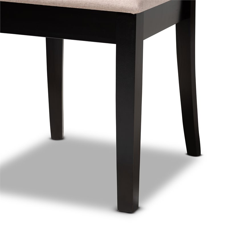 Bowery Hill Sand Fabric Espresso Finished Wood 7-Piece Dining Set