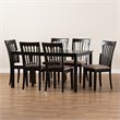 Bowery Hill Sand Fabric Espresso Finished Wood 7-Piece Dining Set