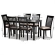 Bowery Hill Sand Fabric Espresso Finished Wood 7-Piece Dining Set