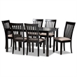 Bowery Hill Sand Fabric Espresso Finished Wood 7-Piece Dining Set