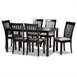 Bowery Hill Sand Fabric Espresso Finished Wood 7-Piece Dining Set