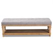 Bowery Hill Gray Linen Upholstered and Graywashed Wood Storage Bench