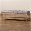 Bowery Hill Gray Linen Upholstered and Graywashed Wood Storage Bench