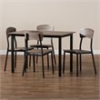Bowery Hill Black Metal and Rustic Oak Finished Wood 5-Piece Dining Set
