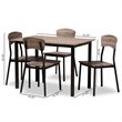 Bowery Hill Black Metal and Rustic Oak Finished Wood 5-Piece Dining Set