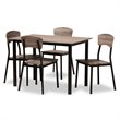 Bowery Hill Black Metal and Rustic Oak Finished Wood 5-Piece Dining Set