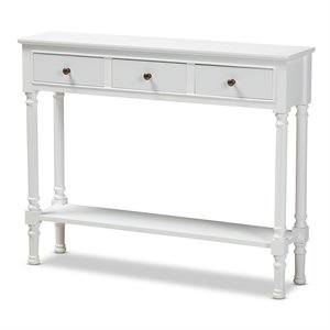 Bowery Hill White Finished Wood 3-Drawer Entryway Console Table