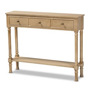 Bowery Hill Oak Brown Finished Wood 3-Drawer Entryway Console Table