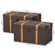 Bowery Hill Dark Brown Upholstered Oak Finished 2-Piece Trunk Set