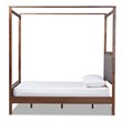 Bowery Hill Queen Size Grey Upholstered Walnut Finished Canopy Bed