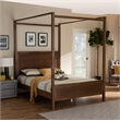 Bowery Hill Modern Wood King Size Platform Canopy Bed in Walnut Brown