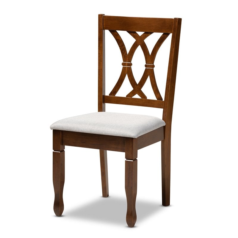 Bowery Hill Grey Upholstered Walnut Finished 7-Piece Dining Set