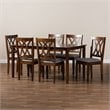 Bowery Hill Grey Upholstered Walnut Finished 7-Piece Dining Set