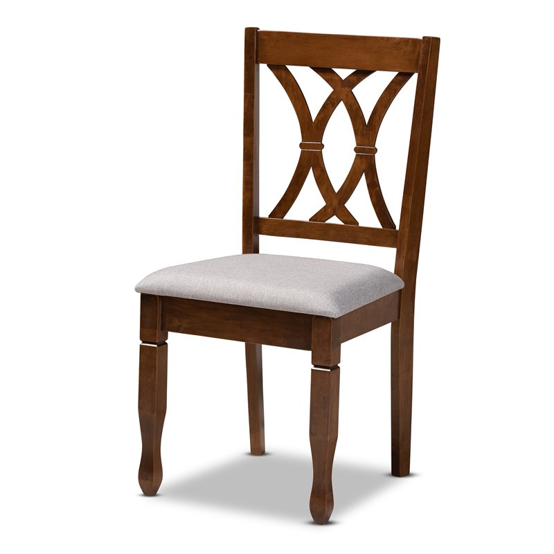 Bowery Hill Oak Wood Grey Dining Chair Set Rectangular Upholstered 37.4