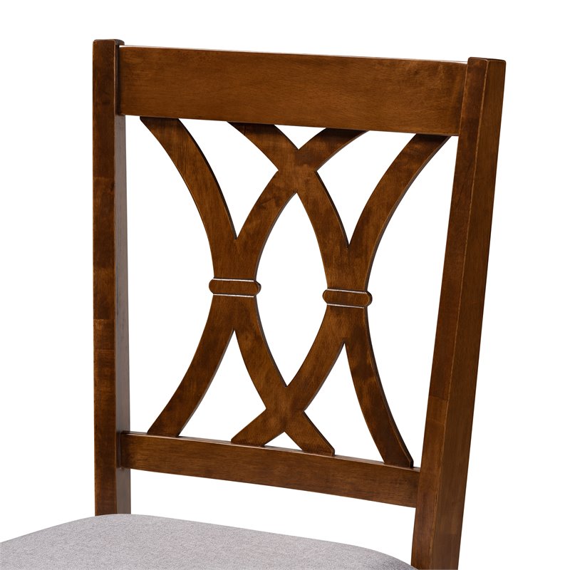 Bowery Hill Oak Wood Grey Dining Chair Set Rectangular Upholstered 37.4