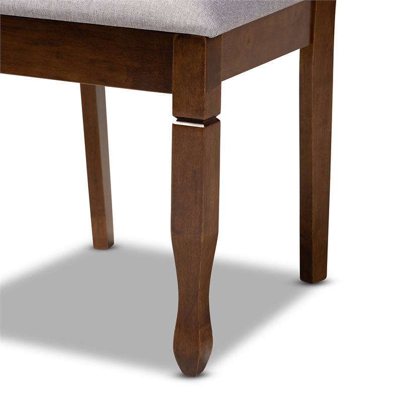 Bowery Hill Oak Wood Grey Dining Chair Set Rectangular Upholstered 37.4