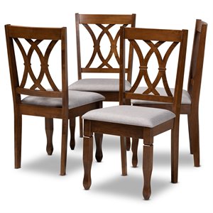 Bowery Hill Oak Wood Grey Dining Chair Set Rectangular Upholstered 37.4&quot Unassembled