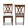 Bowery Hill Grey Fabric Walnut Finished 2-Piece Dining Chair Set
