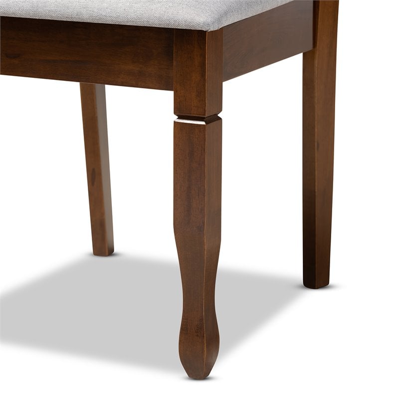 Bowery Hill Grey Fabric Walnut Finished 2-Piece Dining Chair Set