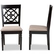 Bowery Hill Sand Fabric Espresso Finished 2-Piece Dining Chair Set