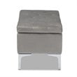 Bowery Hill Grey Velvet Silver Finished Storage Ottoman