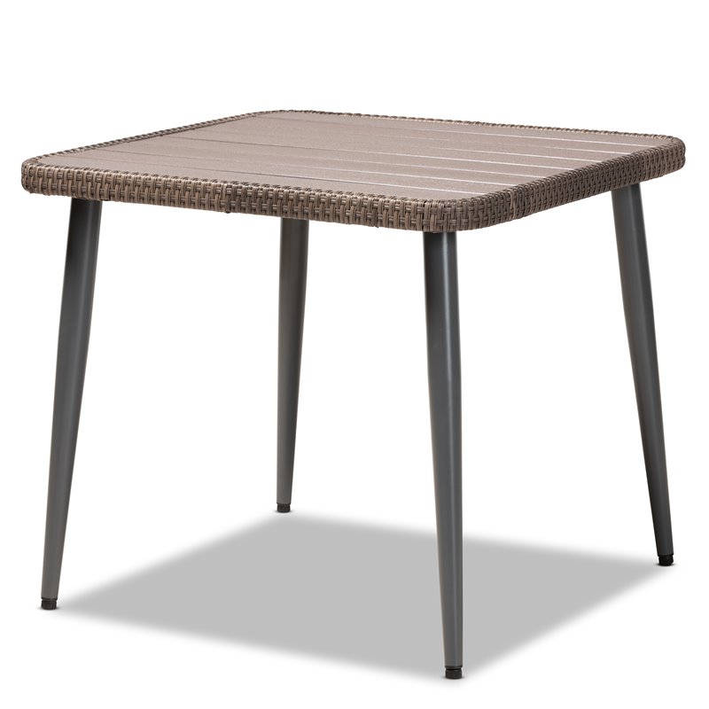 Bowery Hill Modern Light Grey Upholstered 5-Piece Woven Rattan Patio Set