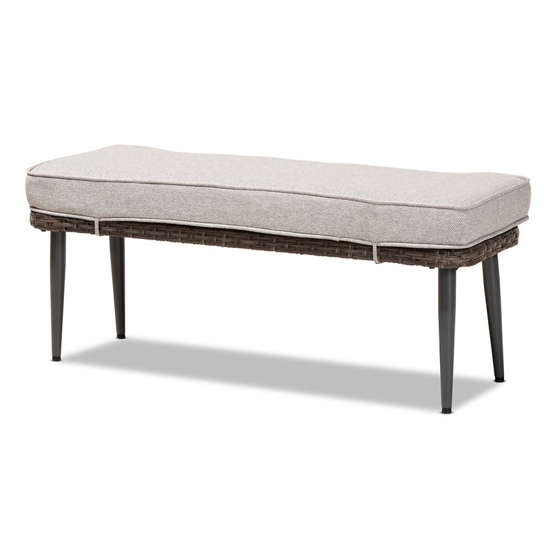 Bowery Hill Modern Light Grey Upholstered 5-Piece Woven Rattan Patio Set