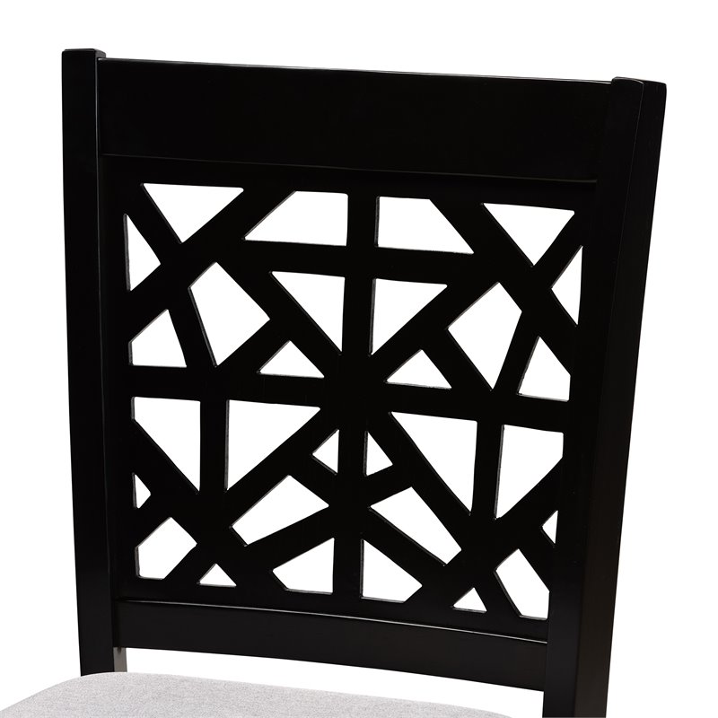 Bowery Hill Gray Upholstered Espresso Finished Wood 2-Piece Pub Chairs