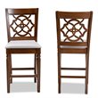 Bowery Hill Gray Upholstered Walnut Finished Wood 2-Piece Pub Chair Set