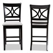 Bowery Hill Gray Upholstered Espresso Finished 2-Piece Pub Chairs
