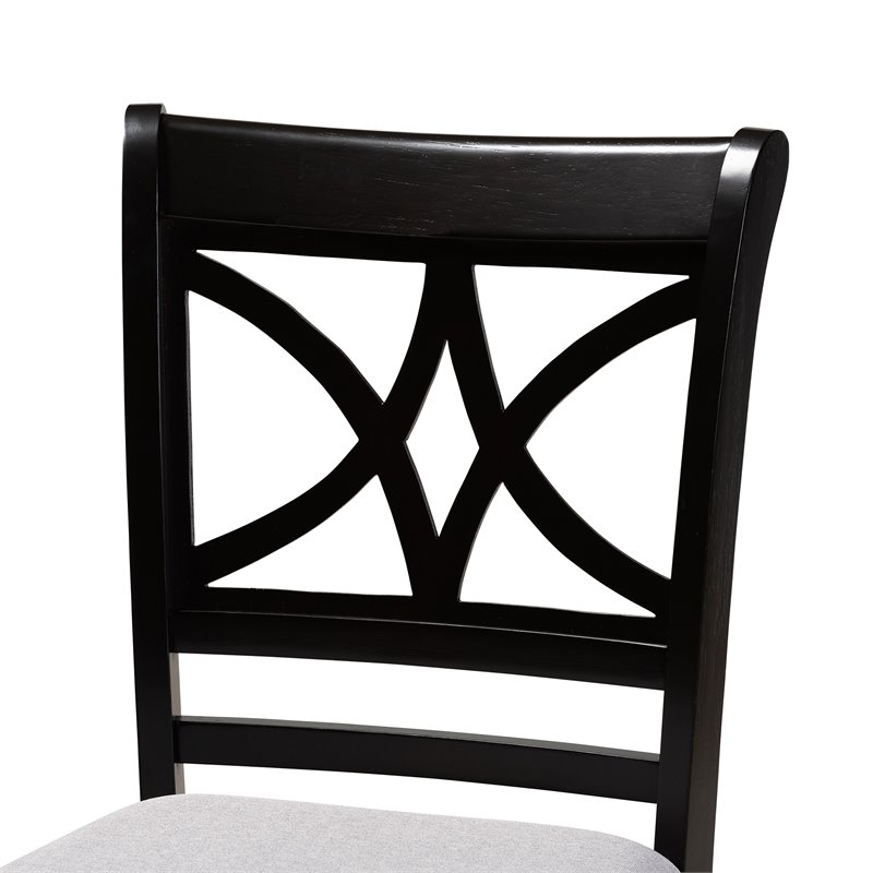Bowery Hill Gray Upholstered Espresso Finished 2-Piece Pub Chairs