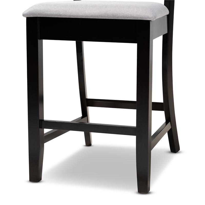 Bowery Hill Gray Upholstered Espresso Finished 2-Piece Pub Chairs