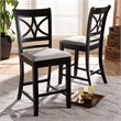 Bowery Hill Gray Upholstered Espresso Finished 2-Piece Pub Chairs