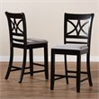 Bowery Hill Gray Upholstered Espresso Finished 2-Piece Pub Chairs
