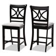 Bowery Hill Gray Upholstered Espresso Finished 2-Piece Pub Chairs