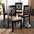 Bowery Hill Sand Upholstered Espresso Wood 4-Piece Dining Chair Set