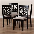 Bowery Hill Sand Upholstered Espresso Wood 4-Piece Dining Chair Set