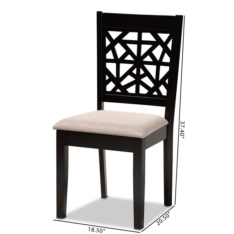 Bowery Hill Sand Upholstered Espresso Wood 4-Piece Dining Chair Set