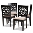 Bowery Hill Sand Upholstered Espresso Wood 4-Piece Dining Chair Set