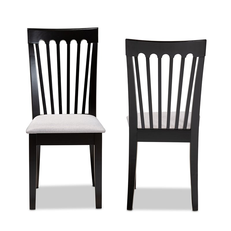 Bowery Hill Gray Upholstered Espresso Wood 2-Piece Dining Chair Set