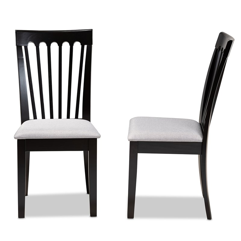 Bowery Hill Gray Upholstered Espresso Wood 2-Piece Dining Chair Set