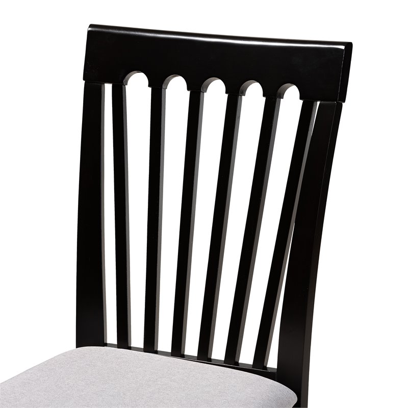 Bowery Hill Gray Upholstered Espresso Wood 2-Piece Dining Chair Set