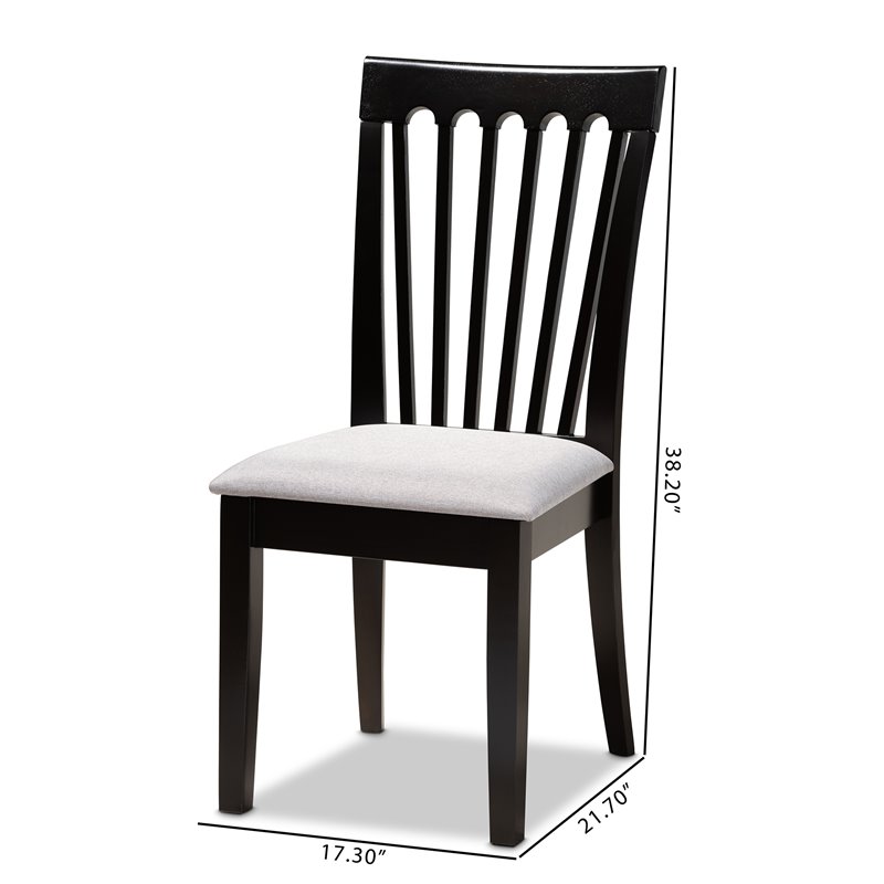 Bowery Hill Gray Upholstered Espresso Wood 2-Piece Dining Chair Set