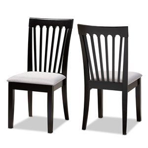Bowery Hill Gray Upholstered Espresso Wood 2-Piece Dining Chair Set