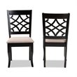 Bowery Hill Sand Upholstered and Espresso Wood 2-Piece Dining Chair Set