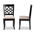 Bowery Hill Sand Upholstered and Espresso Wood 2-Piece Dining Chair Set