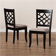 Bowery Hill Sand Upholstered and Espresso Wood 2-Piece Dining Chair Set