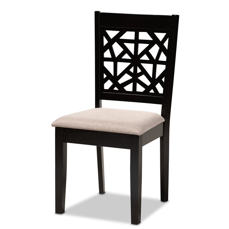 Bowery Hill Oak Espresso Brown Dining Set Rectangular Cut-Out Back Design Unassembled