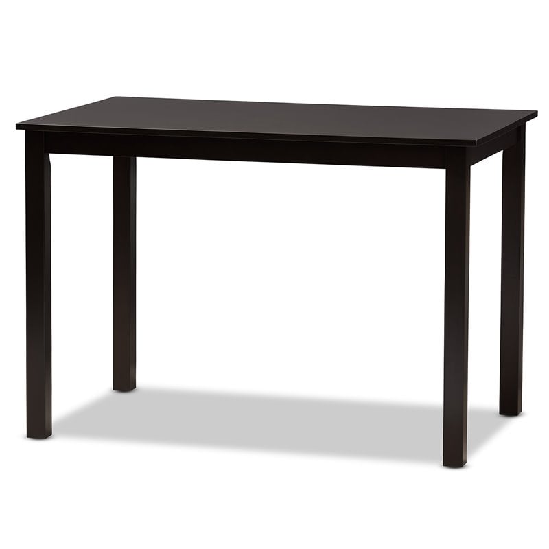 Bowery Hill Oak Espresso Brown Dining Set Rectangular Cut-Out Back Design Unassembled